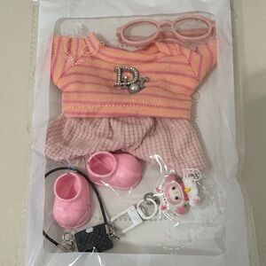 Pink Striped Outfit Set for your Labubu with Accessories